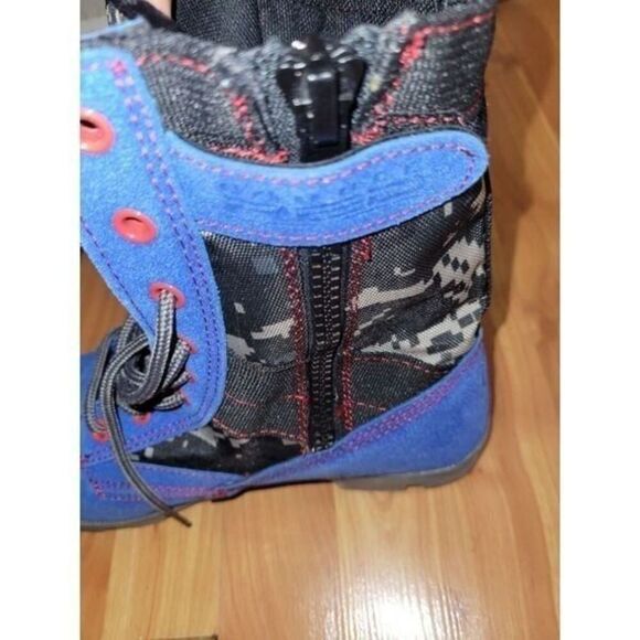 Double Red Camo Military Style Boots, Red/Grey/Blue, Size US 8.5 Men's - Picture 7 of 7